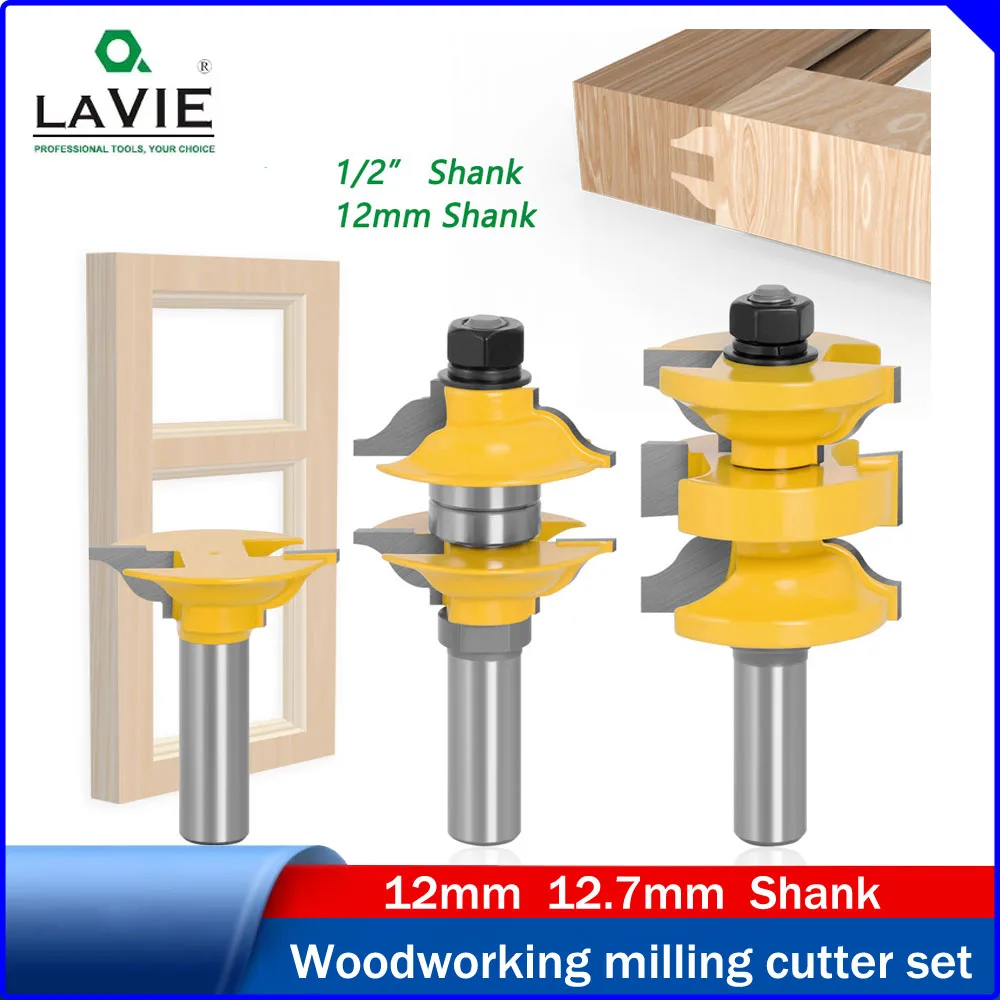 LAVIE 1/2" 12MM Shank 3-Piece Tongue Groove Router Bit Set,Door Frame Milling Cutter for Engraving Machine,Woodworking Router Bi
LAVIE 1/2" 12MM Shank 3-Piece Tongue Groove Router Bit Set,Door Frame Milling Cutter for Engraving Machine,Woodworking Router Bi