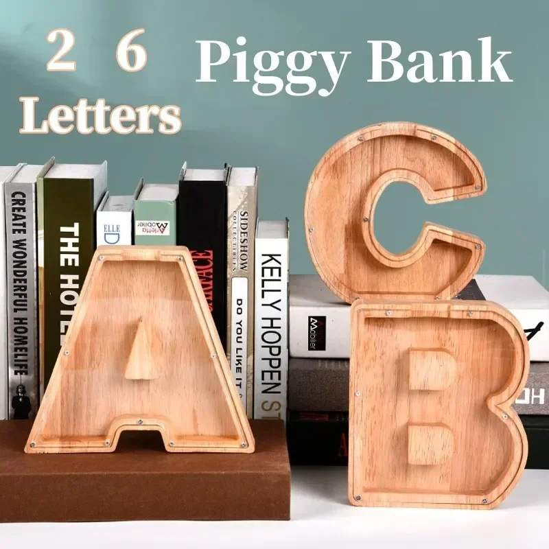 26 Letters English Piggy Bank Wooden Coin Money Saving Box Jar Coins Storage Box Desktop Ornament Home Decor Crafts Xmas Gift
26 Letters English Piggy Bank Wooden Coin Money Saving Box Jar Coins Storage Box Desktop Ornament Home Decor Crafts Xmas Gift
