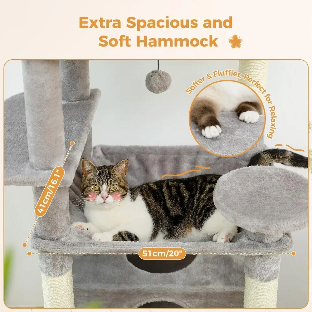 Large 72 Inch Cat Tree and Tower for Indoor Cats - With Sisal-Covered Scratching Posts, Padded Perches,Condos, and Basket - Gray
Large 72 Inch Cat Tree and Tower for Indoor Cats - With Sisal-Covered Scratching Posts, Padded Perches,Condos, and Basket - Gray