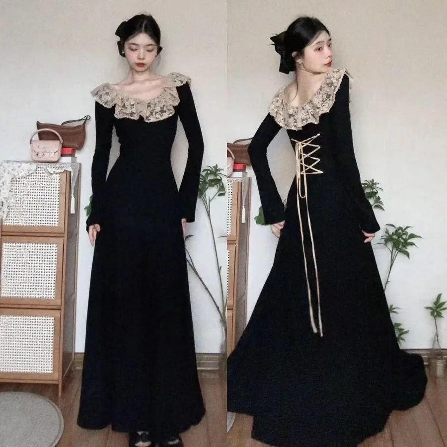 【New style】French retro Hepburn style autumn and winter new long-sleeved knitted slimming lace splicing temperament long dress
【New style】French retro Hepburn style autumn and winter new long-sleeved knitted slimming lace splicing temperament long dress