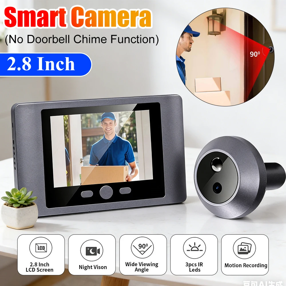 Мини-камера-глазок для двери с ИК ночным видением, беспроводная, 2,8 дюйма, цифровая, 2000 мАч
Мини-камера-глазок для двери с ИК ночным видением, беспроводная, 2,8 дюйма, цифровая, 2000 мАч