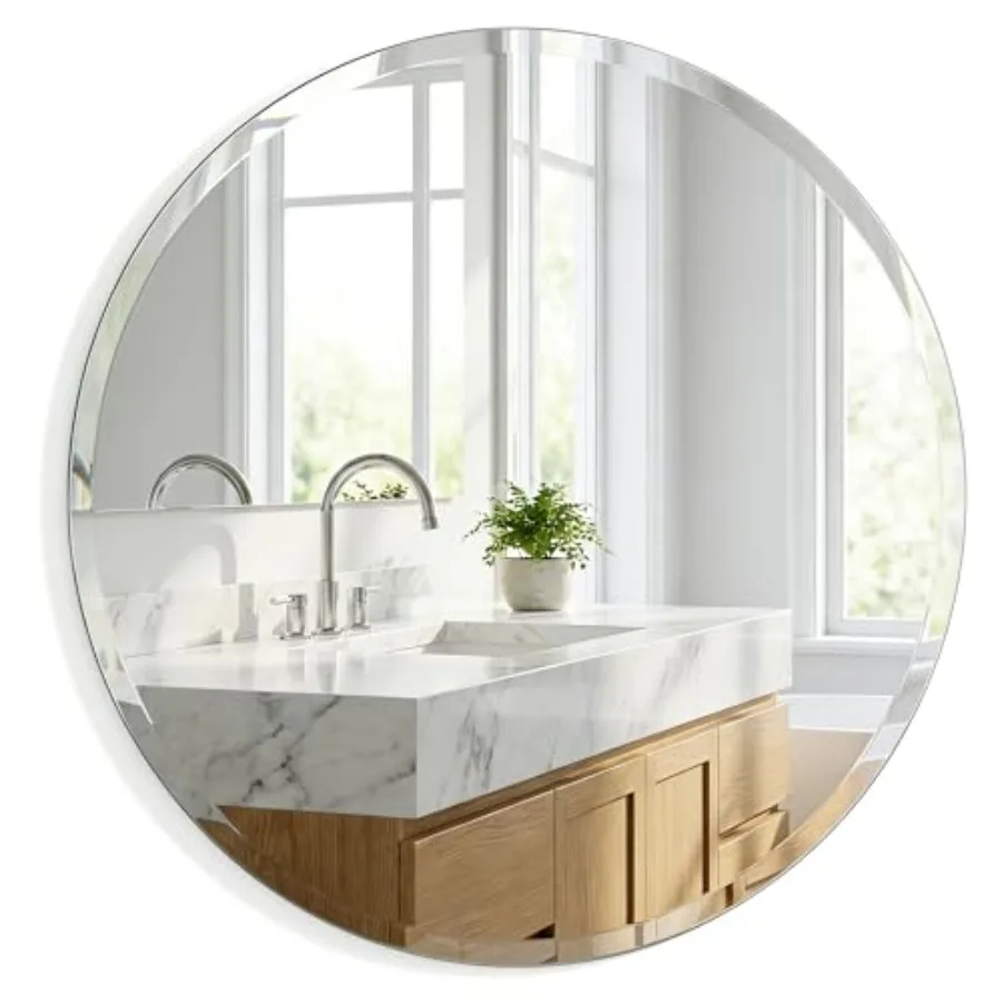 24 Inch Round Mirror for Wall Decor, Frameless Beveled Circle Mirror with Solid Backing, Small Round Bathroom Mirror for Vanity
24 Inch Round Mirror for Wall Decor, Frameless Beveled Circle Mirror with Solid Backing, Small Round Bathroom Mirror for Vanity