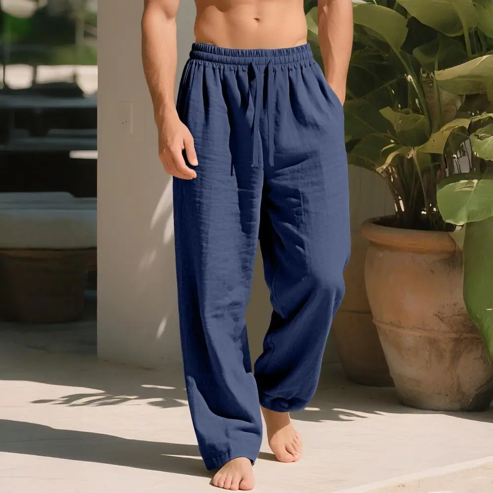Drawstring Waist Trousers Men's Linen Wide Leg Pants Summer Casual Trousers with Drawstring Waist Breathable Loose Fit Straight
Drawstring Waist Trousers Men's Linen Wide Leg Pants Summer Casual Trousers with Drawstring Waist Breathable Loose Fit Straight