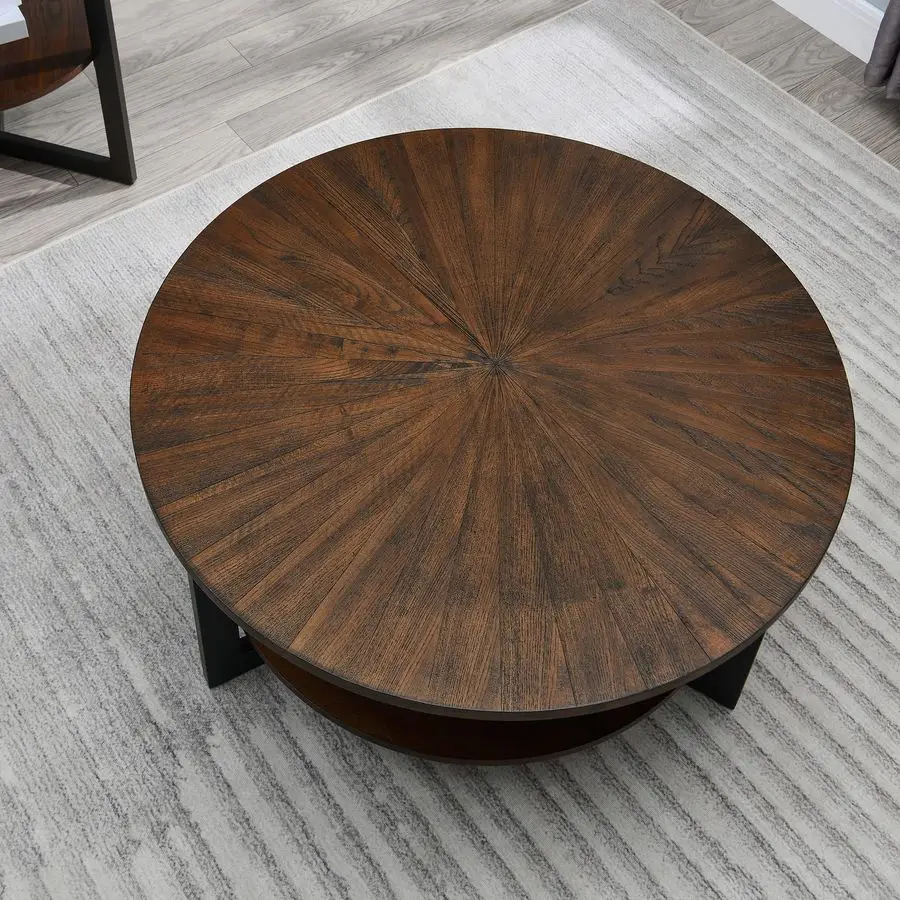 Round Coffee Table with Storage Shelf, Farmhouse Living Room Cocktail Black Metal Legs, Circular Solid Wood Center Tea Table, So
Round Coffee Table with Storage Shelf, Farmhouse Living Room Cocktail Black Metal Legs, Circular Solid Wood Center Tea Table, So