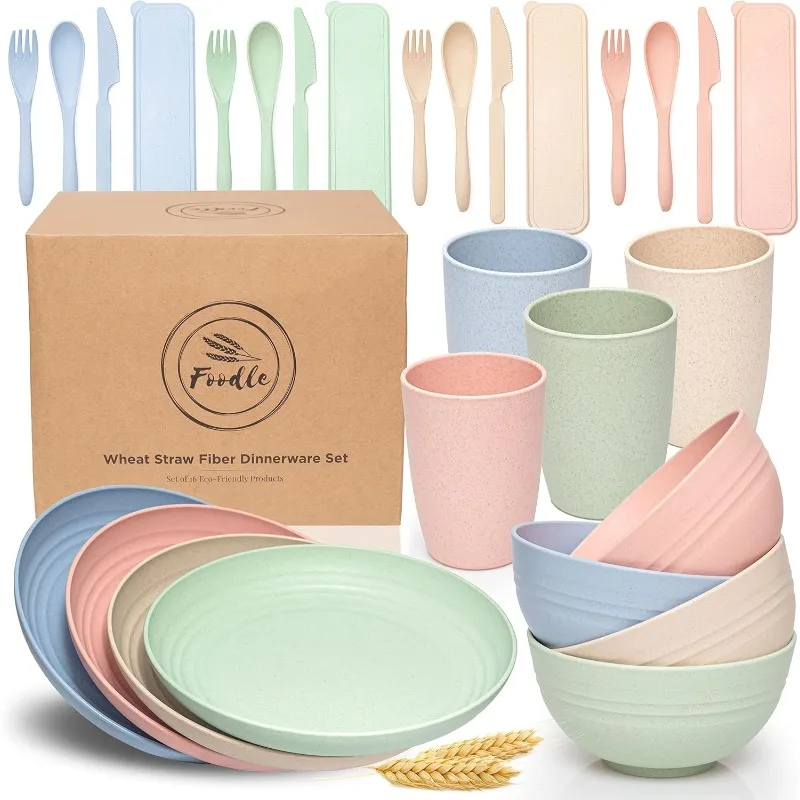Straw Dinnerware Sets for 4 - Lightweight & Unbreakable - Dishwasher & Microwave Safe - Toddler & Kids Plates and B
Straw Dinnerware Sets for 4 - Lightweight & Unbreakable - Dishwasher & Microwave Safe - Toddler & Kids Plates and B