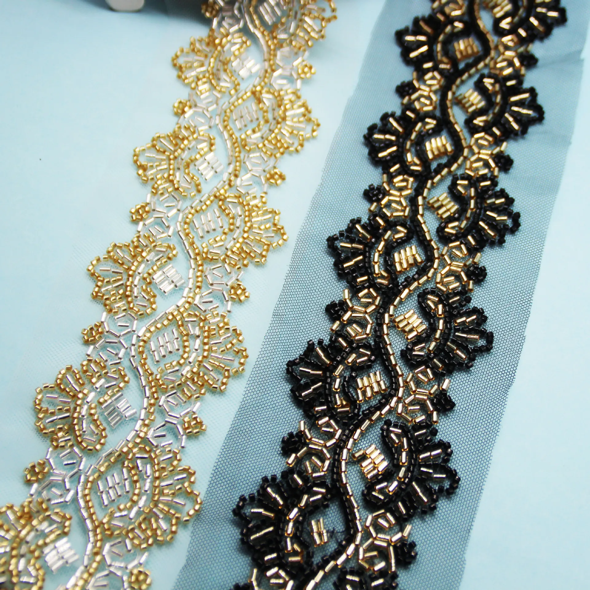 High-Quality Gold Beaded Lace Trim with Glass Beads Lace Ribbon for DIY Wedding Party Dress Clothing Accessories
High-Quality Gold Beaded Lace Trim with Glass Beads Lace Ribbon for DIY Wedding Party Dress Clothing Accessories