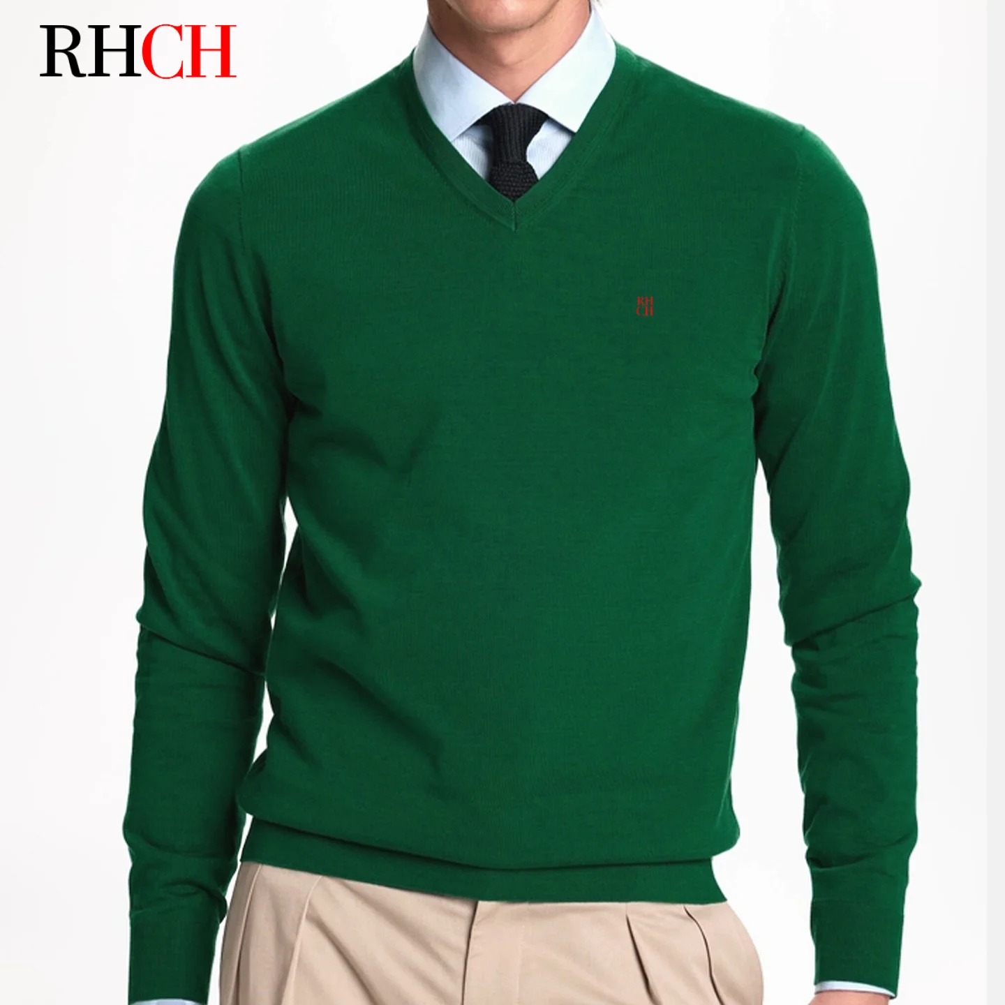 RHCH Classic Mens V Neck Knit Pullover Solid Color Soft Thin Sweater Long Sleeve Business Daily Embroidered Logo Casual Male Top
RHCH Classic Mens V Neck Knit Pullover Solid Color Soft Thin Sweater Long Sleeve Business Daily Embroidered Logo Casual Male Top