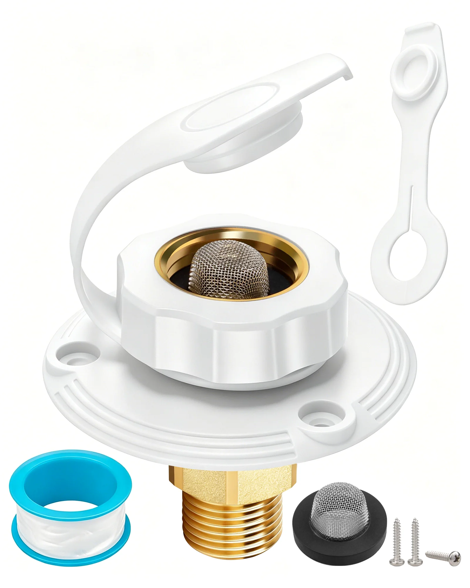 RV Water Inlet Brass Check Valve White Leakproof Fill Kit 3 4 NH Female to 1 2 NPT Male Camper Trailer Motorhome Marine
RV Water Inlet Brass Check Valve White Leakproof Fill Kit 3 4 NH Female to 1 2 NPT Male Camper Trailer Motorhome Marine