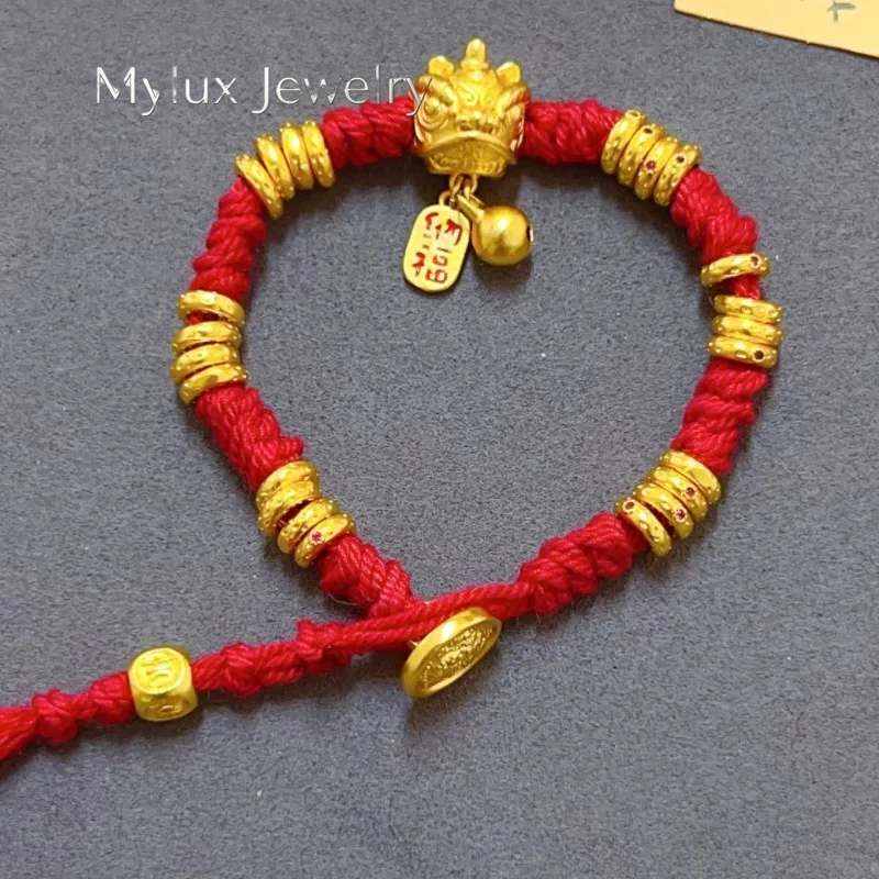 Mylux Jewelry Luxurious fashion 9999 24K real gold luck red rope lion style jewelry high-end design DIY disk bracelet red rope b
Mylux Jewelry Luxurious fashion 9999 24K real gold luck red rope lion style jewelry high-end design DIY disk bracelet red rope b