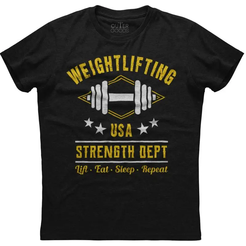 Weight Lifting USA Strength Dept Mens New Cotton Black T shirt
Weight Lifting USA Strength Dept Mens New Cotton Black T shirt