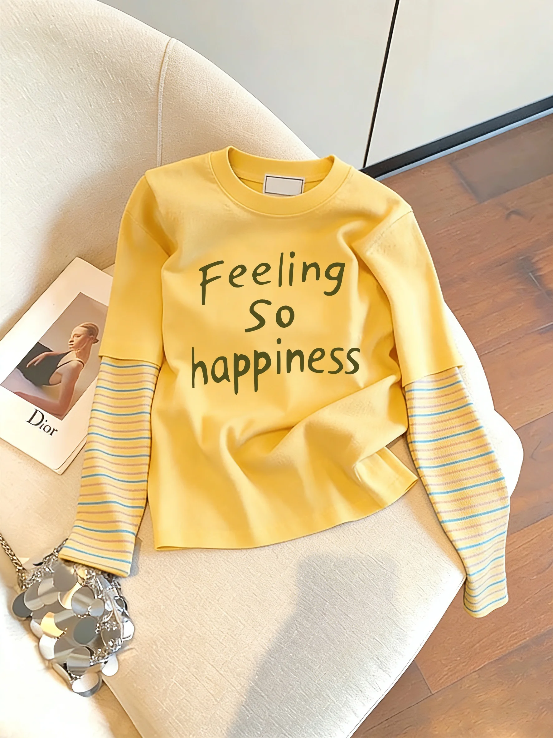 Dopamine Yellow Printed Long Sleeve T-Shirt Unisex Spring Autumn Loose Fit Crew Neck Casual Style Creative Pattern Unisex Top
Dopamine Yellow Printed Long Sleeve T-Shirt Unisex Spring Autumn Loose Fit Crew Neck Casual Style Creative Pattern Unisex Top