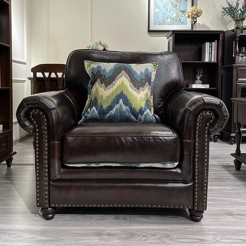 American first-layer cowhide leather sofa combination retro living room leather art
American first-layer cowhide leather sofa combination retro living room leather art