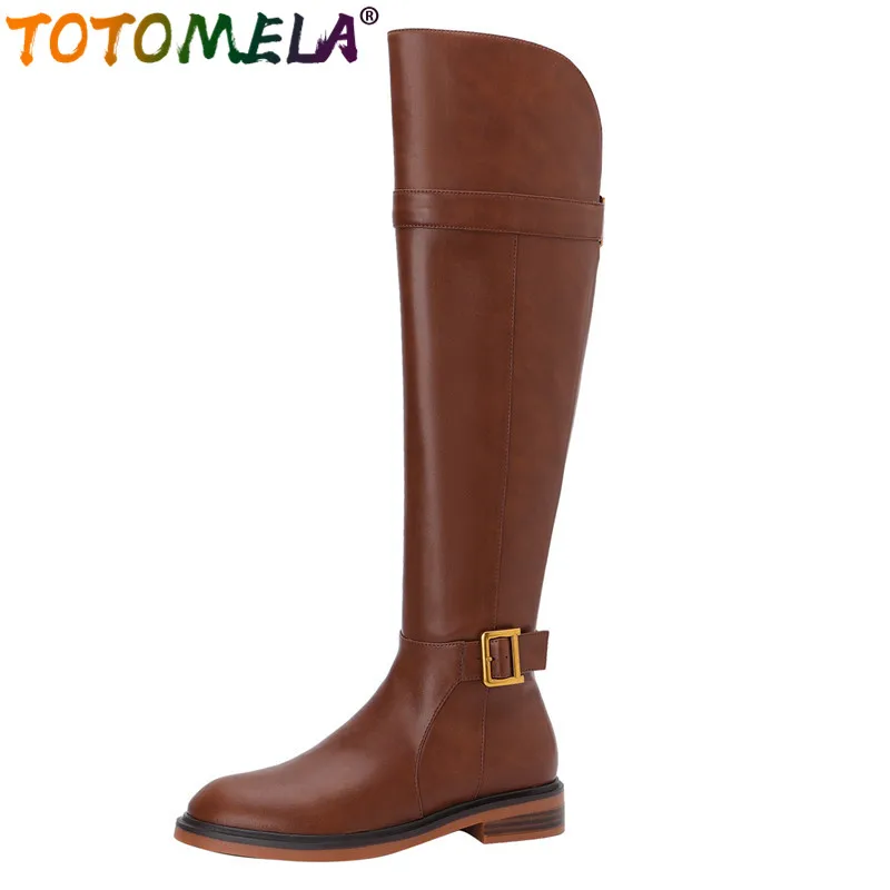 TOTOMELA 2024 New Genuine Leather Over The Knee Boots Square Med Heels Zipper Boots Retro Ladies Buckle Platform Winter Boots
TOTOMELA 2024 New Genuine Leather Over The Knee Boots Square Med Heels Zipper Boots Retro Ladies Buckle Platform Winter Boots