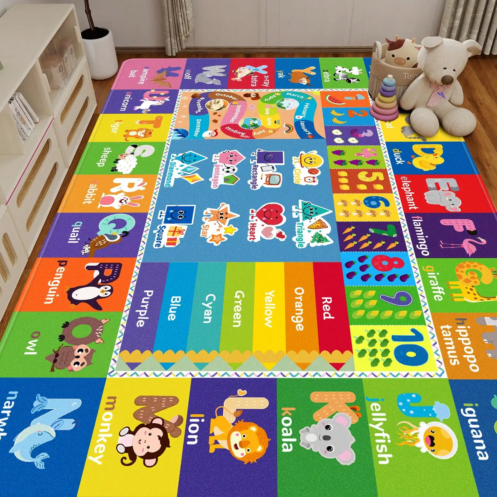 Обучающий игровой коврик для детской комнаты: алфавит, цифры, животные, формы, цвета
Обучающий игровой коврик для детской комнаты: алфавит, цифры, животные, формы, цвета