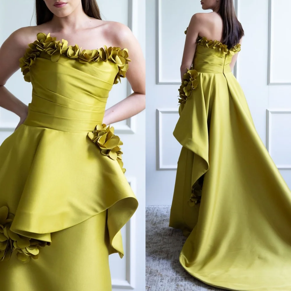 Customized High Quality Exquisite Charmeuse Handmade Flower Pleat A-line Strapless Long Dresses Bespoke Occasion Dresses Formal
Customized High Quality Exquisite Charmeuse Handmade Flower Pleat A-line Strapless Long Dresses Bespoke Occasion Dresses Formal