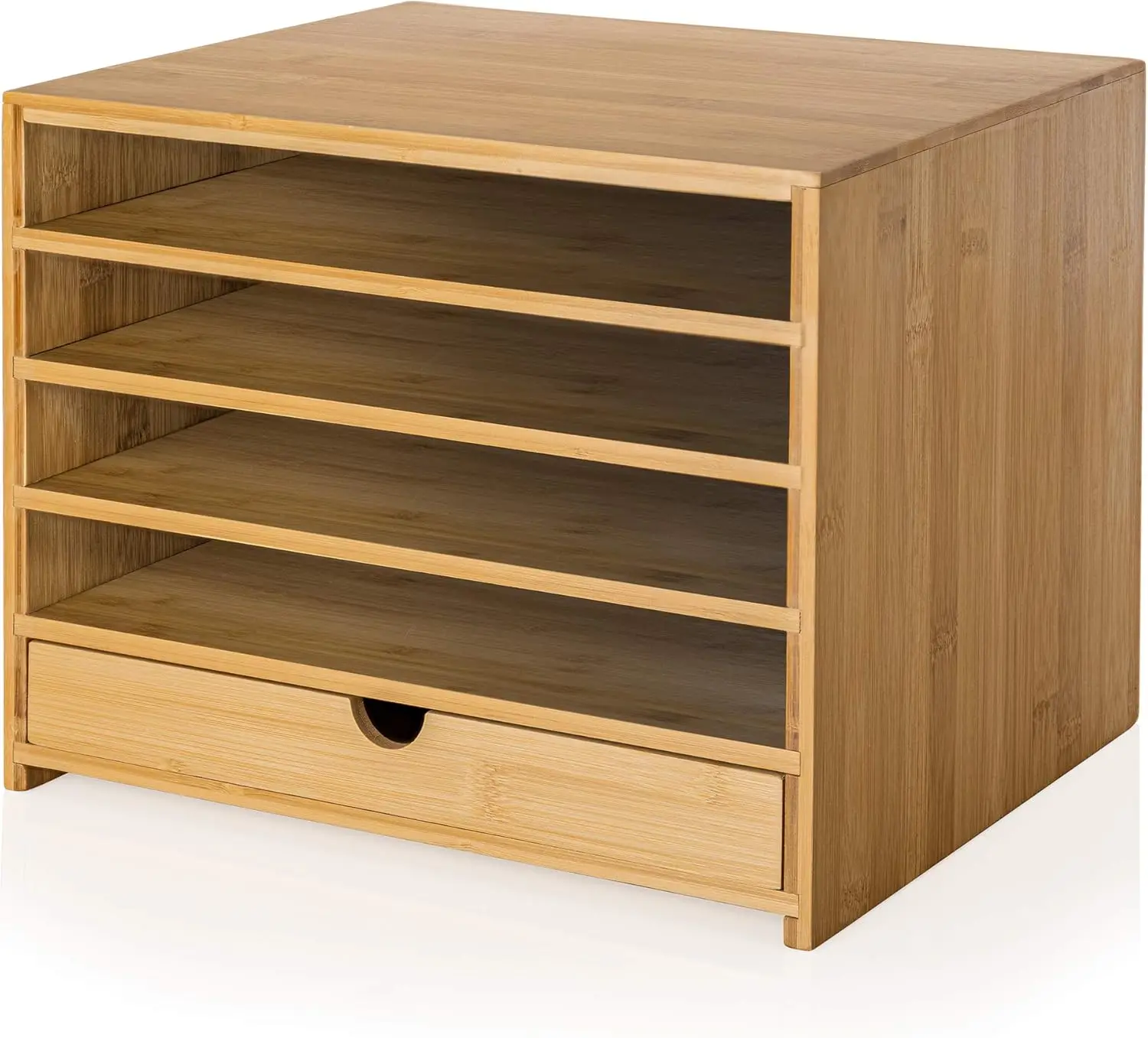 Bamboo Four Cubby Paper Tray Organizer with Pull-Out Drawer for Home and Office Desktop - Natural Color
Bamboo Four Cubby Paper Tray Organizer with Pull-Out Drawer for Home and Office Desktop - Natural Color