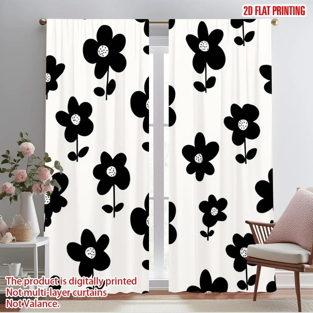 2pcs,2D plane printing Minimalist Curtains Black Floral Silhouette Design Versatile Durable Polyester (without rod) Room Decor
2pcs,2D plane printing Minimalist Curtains Black Floral Silhouette Design Versatile Durable Polyester (without rod) Room Decor