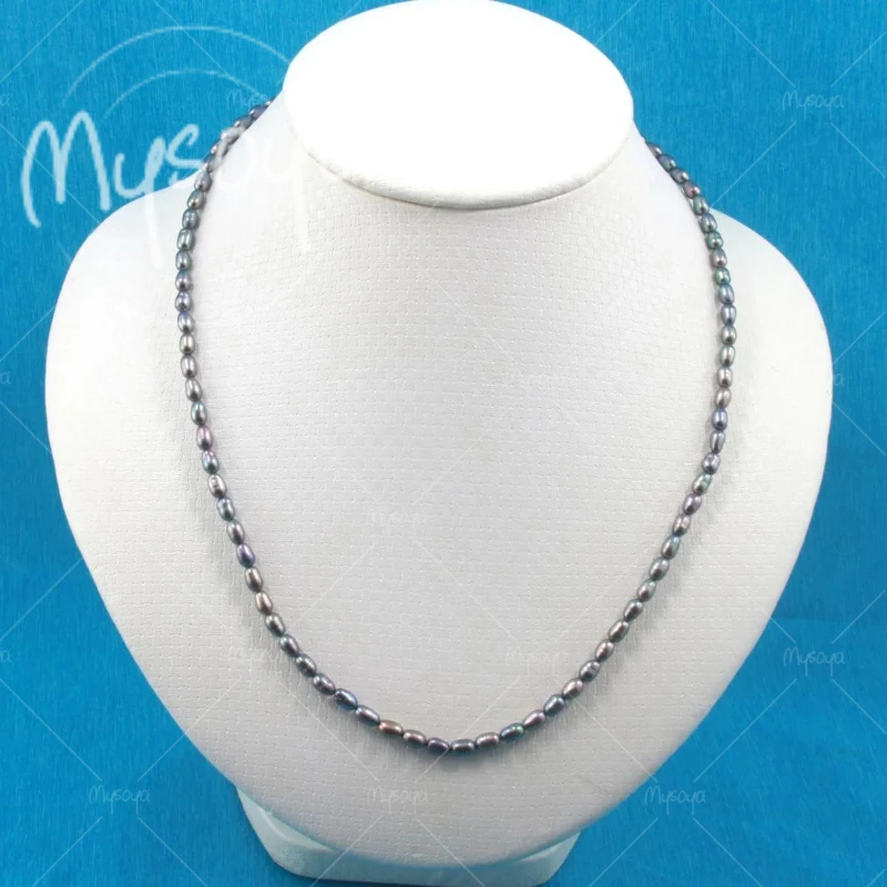 MYSOYA 2-3mm Black Colored Rice Freshwater Pearl Necklace, for Her/ Him, Suitable for Birthday/ Wedding/ Father's Day Gift Mn-34
MYSOYA 2-3mm Black Colored Rice Freshwater Pearl Necklace, for Her/ Him, Suitable for Birthday/ Wedding/ Father's Day Gift Mn-34