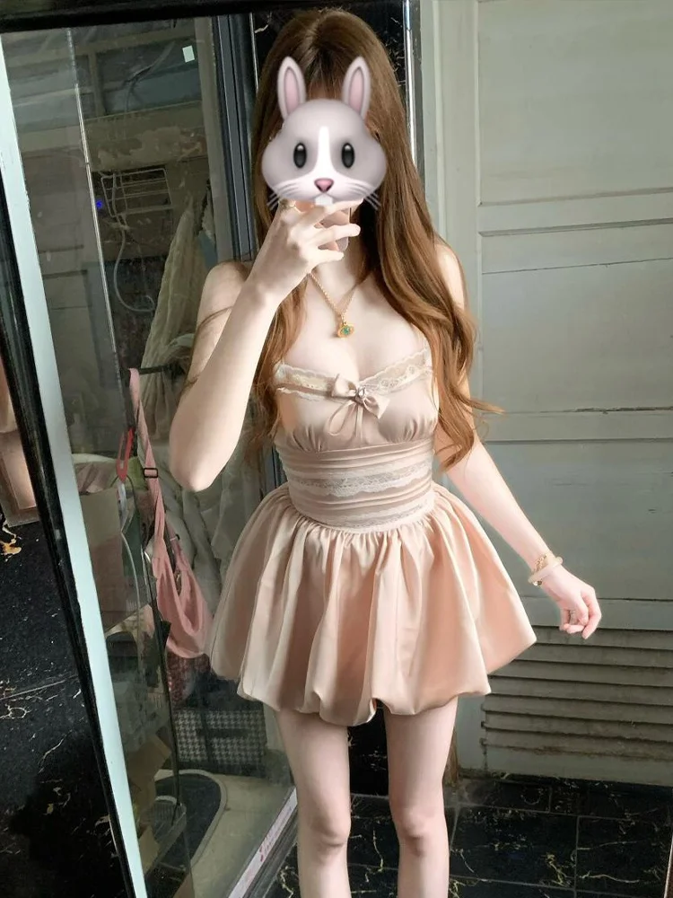 SYJ Shuyijia Sweet Spicy Girl Pink Bowknot Strapless Dress Women Pure Desire Waist Cinching Fluffy Skirt Casual Style
SYJ Shuyijia Sweet Spicy Girl Pink Bowknot Strapless Dress Women Pure Desire Waist Cinching Fluffy Skirt Casual Style