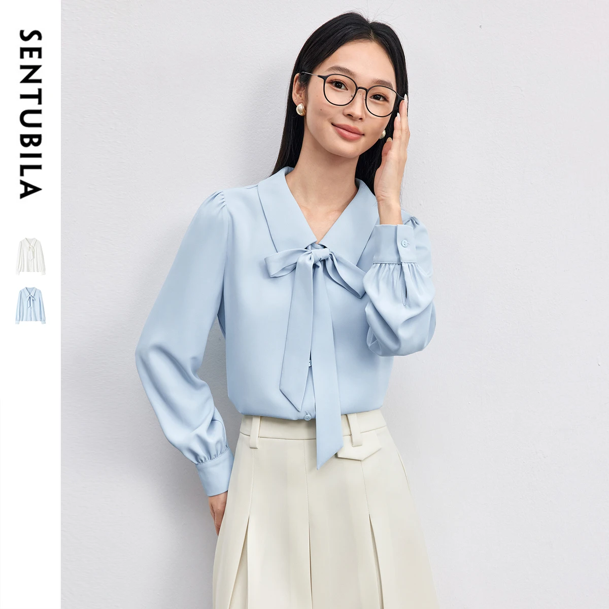 SENTUBILA Women's Detachable Ribbon Commuter Turn-Down Collar Long Sleeve Shirt 2025 Autumn Solid Color Elegant Shirt 153CA2321
SENTUBILA Women's Detachable Ribbon Commuter Turn-Down Collar Long Sleeve Shirt 2025 Autumn Solid Color Elegant Shirt 153CA2321