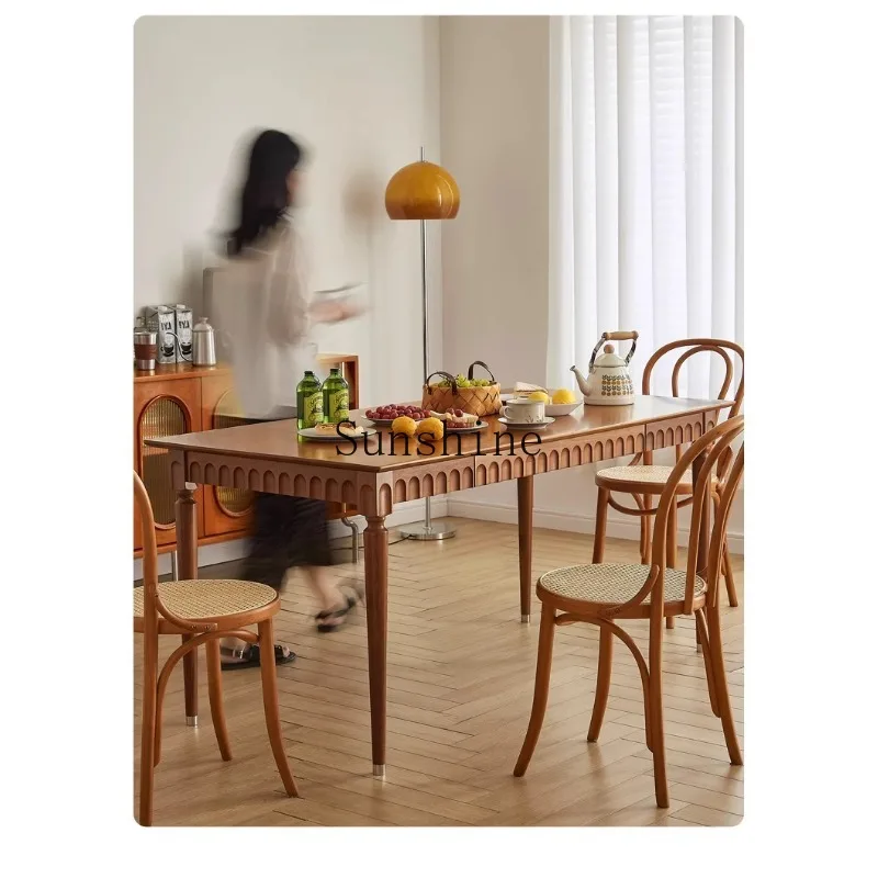 Retro all-solid wood dining table American rectangular dining table household small apartment
Retro all-solid wood dining table American rectangular dining table household small apartment