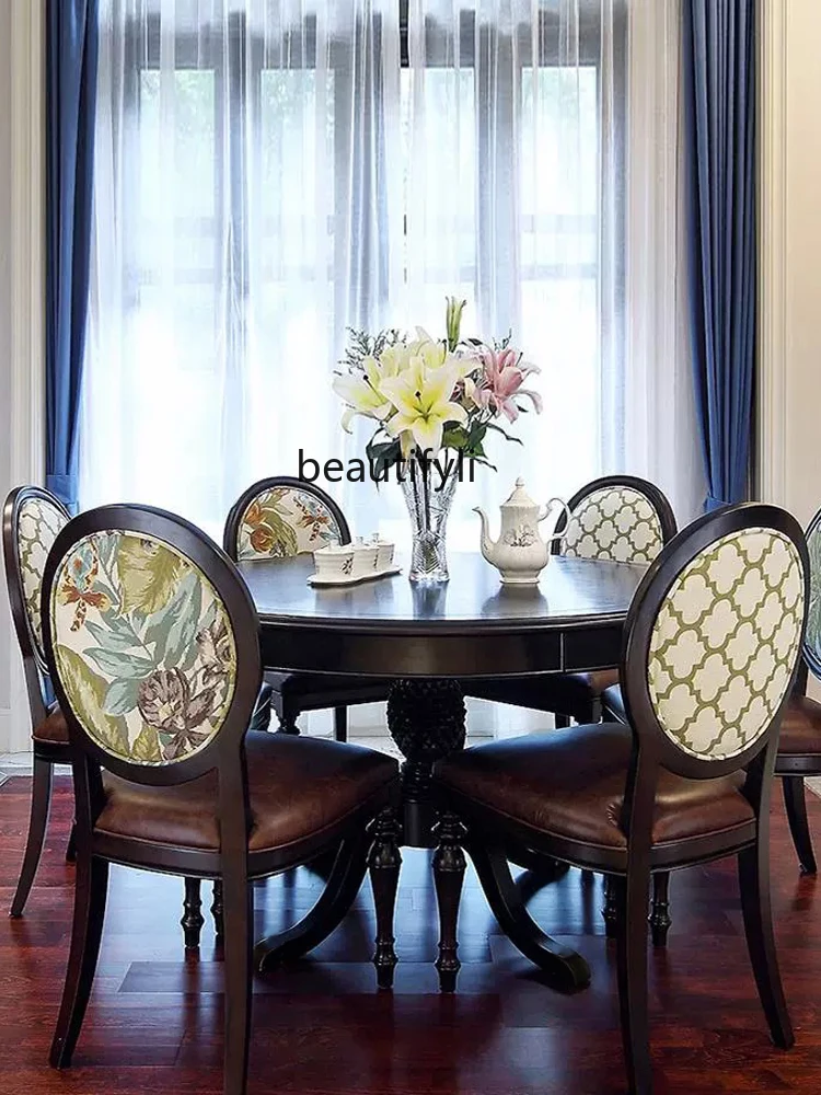 American Country Solid Wood Dining Table Oak round Dining Table French Retro Distressed Long Table
American Country Solid Wood Dining Table Oak round Dining Table French Retro Distressed Long Table