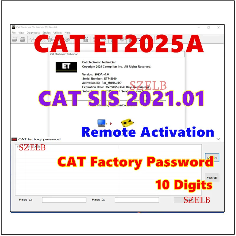 Новинка 2025 года для красного кота ET 2025A с 10-значным заводским паролем + CAT SIS 2021.01 для электронного техника Red Caterpillar
Новинка 2025 года для красного кота ET 2025A с 10-значным заводским паролем + CAT SIS 2021.01 для электронного техника Red Caterpillar