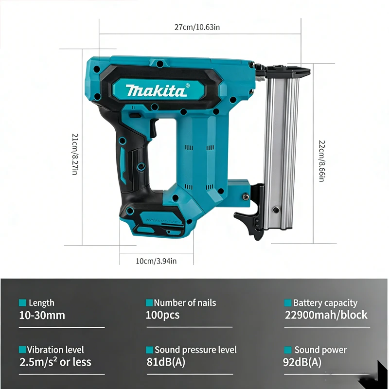 Makita Lithium-Ion Nail Gun:18V, 6.0Ah Battery, 100-Nail Capacity, Cordless, Ideal for Flooring, Shelving & DIY Wood Projects
Makita Lithium-Ion Nail Gun:18V, 6.0Ah Battery, 100-Nail Capacity, Cordless, Ideal for Flooring, Shelving & DIY Wood Projects