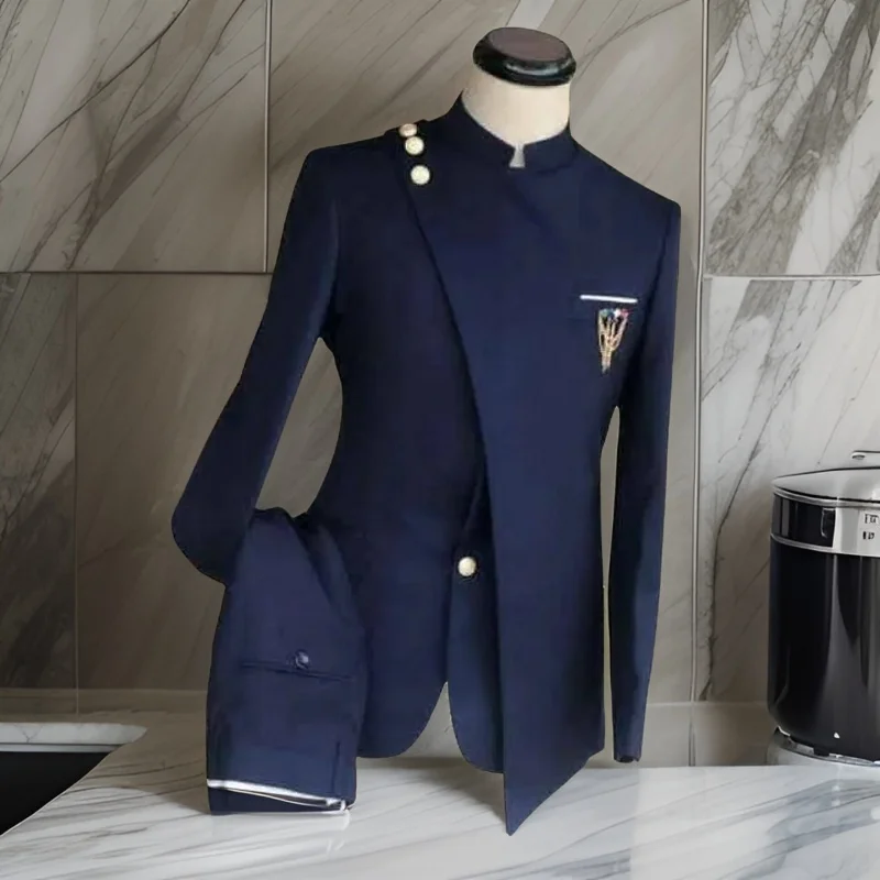 Formal Business Suits for Men with Stand Collar Wedding Groom Tuxedo Custom Slim Fit Male Blazer 2 Pcs (Jacket+Pants) 2024
Formal Business Suits for Men with Stand Collar Wedding Groom Tuxedo Custom Slim Fit Male Blazer 2 Pcs (Jacket+Pants) 2024