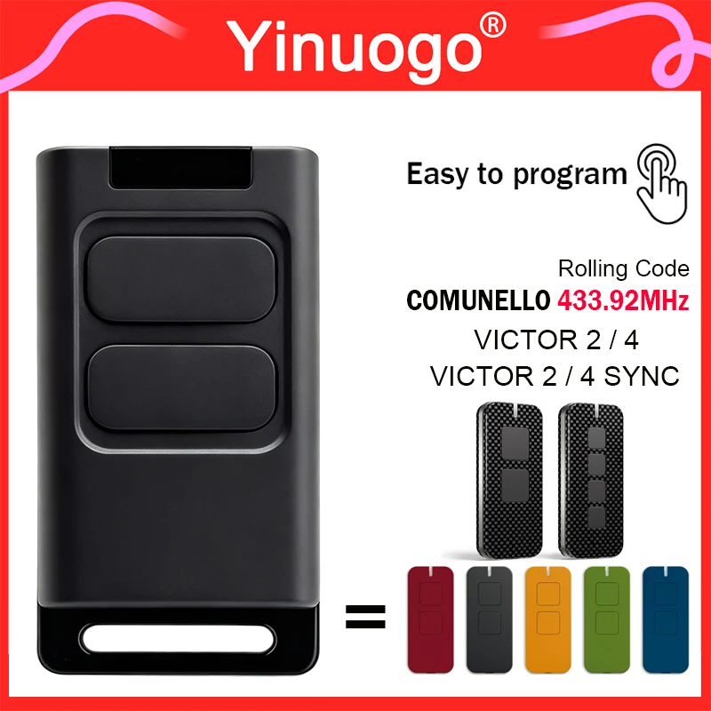 For COMUNELLO VICTOR 2 Remote Control 433.92MHz Rolling Code COMUNELLO VICTOR 4 RC / VICTOR 2 4 SYNC Gate Motor