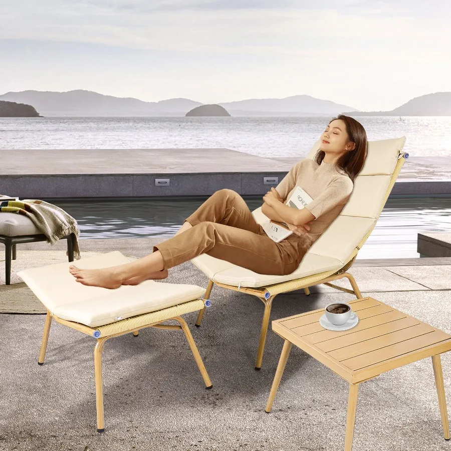 JESE Chaise Lounge Chair with ma and Table for Outdoor Indoor WoodColor Antirust Metal Alloy Frame Lazy Chiars 380lbs Capacity
JESE Chaise Lounge Chair with ma and Table for Outdoor Indoor WoodColor Antirust Metal Alloy Frame Lazy Chiars 380lbs Capacity