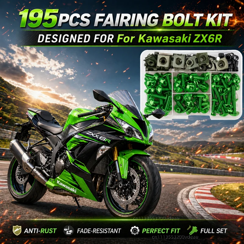 195Pcs Motorcycle Aluminum Fairing Bolt Screws Kit Nut Clips For Kawasaki Ninja ZX6R ZX-6R ZX 6R 2009-2022 CNC Fastener Hardware
195Pcs Motorcycle Aluminum Fairing Bolt Screws Kit Nut Clips For Kawasaki Ninja ZX6R ZX-6R ZX 6R 2009-2022 CNC Fastener Hardware
