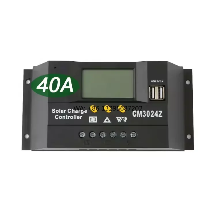 CM3024 30A 40A Solar Charger Controller 12V/24V Auto Identification Dual Usb Pwm Controller for Solar System Generator
CM3024 30A 40A Solar Charger Controller 12V/24V Auto Identification Dual Usb Pwm Controller for Solar System Generator