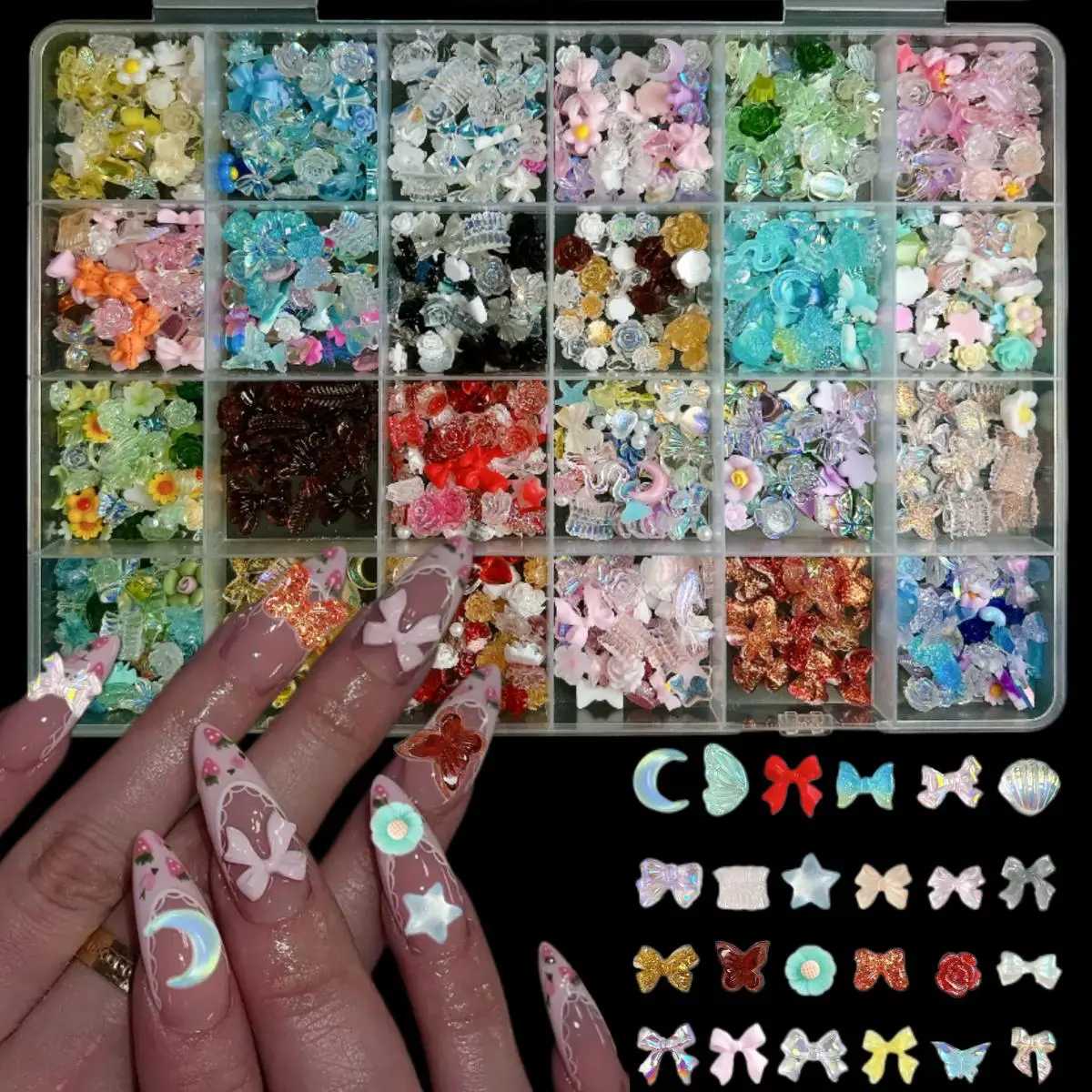 1 Box Multi Style Colorful Flower Bow Nail Art Decoration Sweet Translucent Mini Flower Nail Charms Supplies For Manicure DIY
1 Box Multi Style Colorful Flower Bow Nail Art Decoration Sweet Translucent Mini Flower Nail Charms Supplies For Manicure DIY
