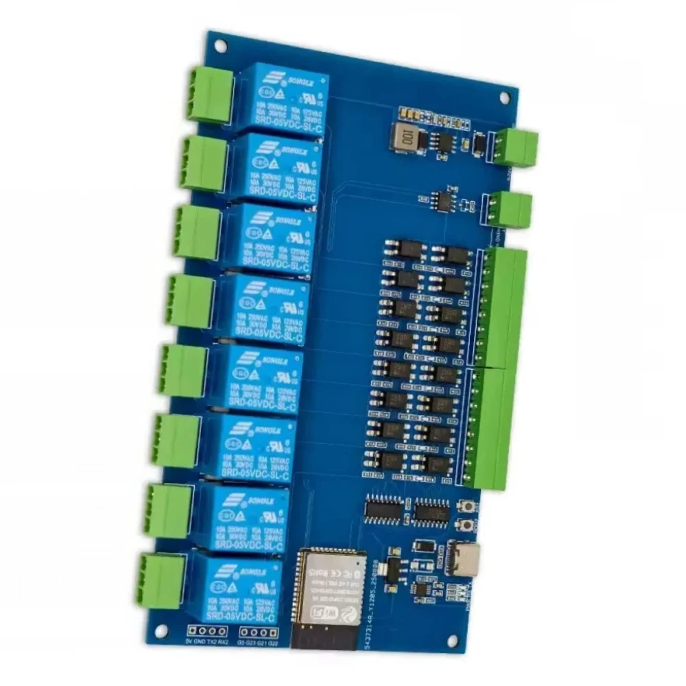 ESP32 Modbus 8-Channel Relay Module RS485 8 Way Input 8 Way Output Optocoupler Isolation 9-24V Power Supply With WiFi/Bl-uetooth
ESP32 Modbus 8-Channel Relay Module RS485 8 Way Input 8 Way Output Optocoupler Isolation 9-24V Power Supply With WiFi/Bl-uetooth