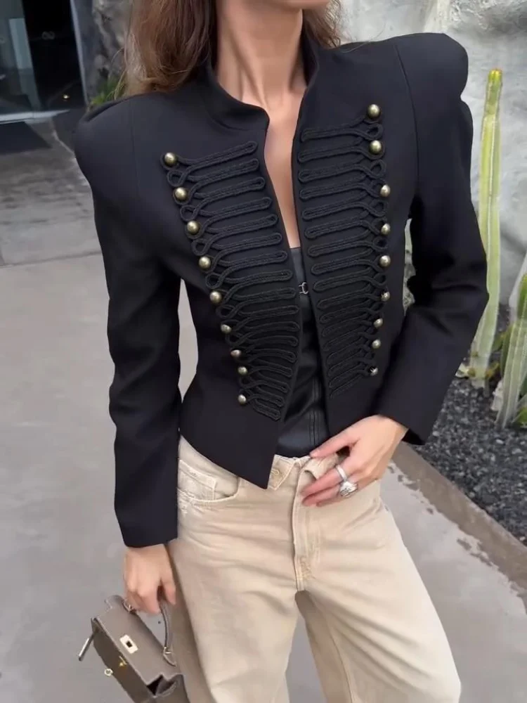 Vintage Women Napoleon Jacket Chic Stand Collar Shoulder Pad Long Sleeve With Buttons Female Coat Fashion Streetwear 2026
Vintage Women Napoleon Jacket Chic Stand Collar Shoulder Pad Long Sleeve With Buttons Female Coat Fashion Streetwear 2026