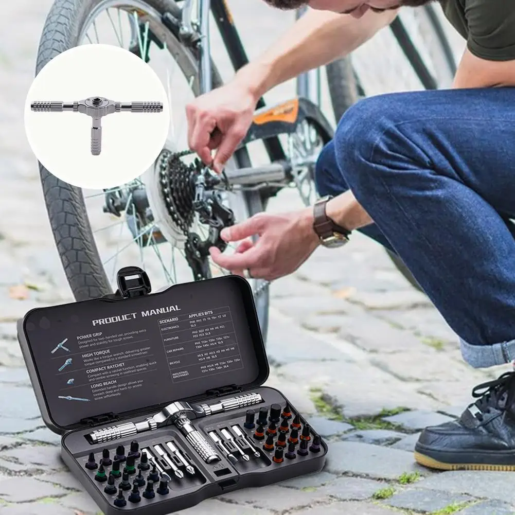 Precision Multifunctional magnetic ratchet screwdriver set Detachable T - handle magneticizer Fix furniture,cycling,car
Precision Multifunctional magnetic ratchet screwdriver set Detachable T - handle magneticizer Fix furniture,cycling,car