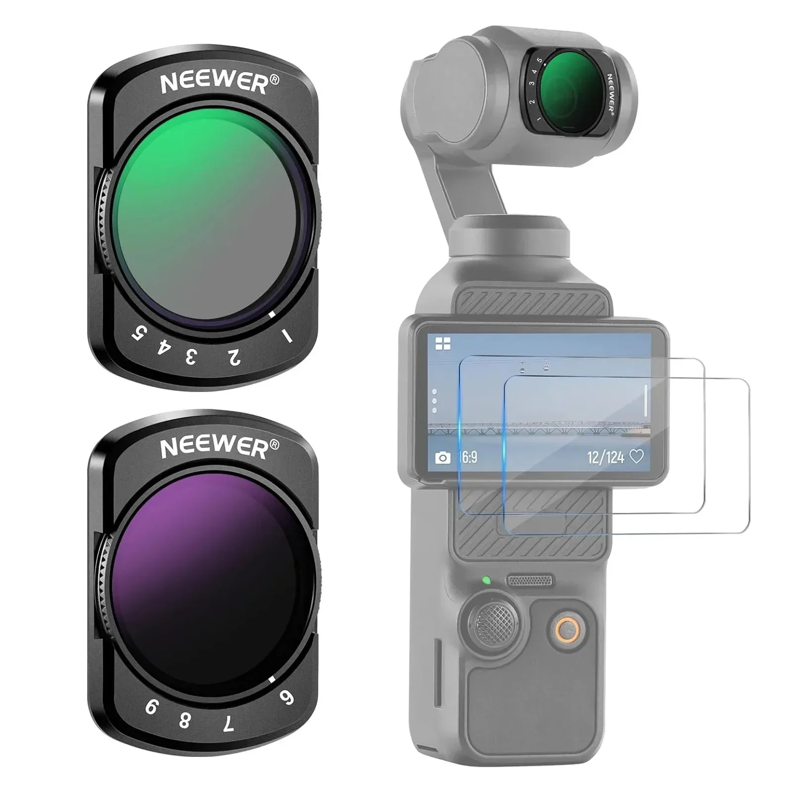 Variable ND2-ND32 & ND64-ND512 Filters Kit for DJI Osmo Pocket 3
Variable ND2-ND32 & ND64-ND512 Filters Kit for DJI Osmo Pocket 3