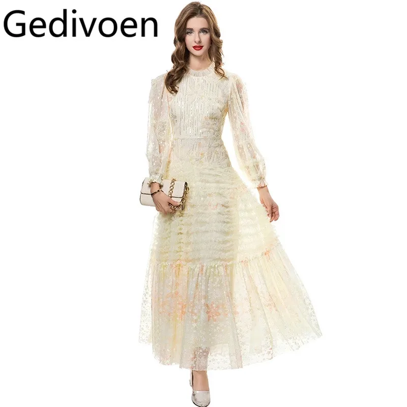 Gedivoen Lantern Sleeve Mesh Sequin Beautiful Slim Fit Fairy Style Large Swing Long Dress
Gedivoen Lantern Sleeve Mesh Sequin Beautiful Slim Fit Fairy Style Large Swing Long Dress