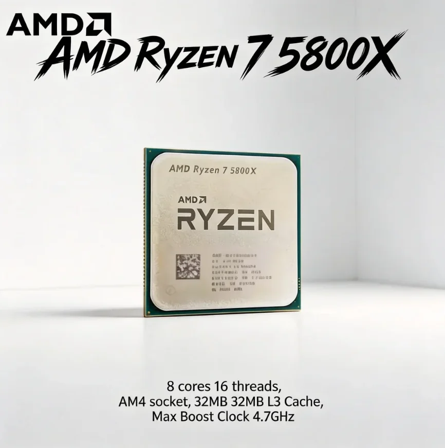 AMD Ryzen 7 5800X 8-Core 16-Thread Gaming CPU 3.8GHz/4.7GHz 32MB L3 Cache AM4 Socket Unlocked Desktop Processor Without Package
AMD Ryzen 7 5800X 8-Core 16-Thread Gaming CPU 3.8GHz/4.7GHz 32MB L3 Cache AM4 Socket Unlocked Desktop Processor Without Package