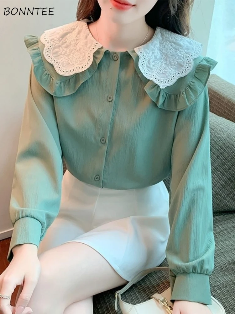 Solid Shirts Women Patchwork Vintage Spring Long Sleeve Chic Peter Pan Collar Korean Style All-match Slim Fit Design Girl Casual
Solid Shirts Women Patchwork Vintage Spring Long Sleeve Chic Peter Pan Collar Korean Style All-match Slim Fit Design Girl Casual
