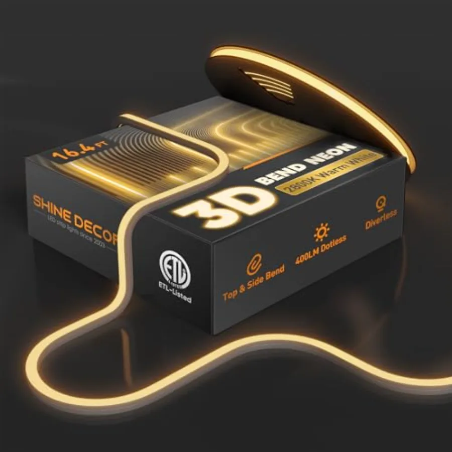 3D LED Neon Rope Lights AC 120V Top and Side Bend 400LM Dotless Driverless IP65 Waterproof Cold-Resistant ETL Silicone Strip fo
3D LED Neon Rope Lights AC 120V Top and Side Bend 400LM Dotless Driverless IP65 Waterproof Cold-Resistant ETL Silicone Strip fo