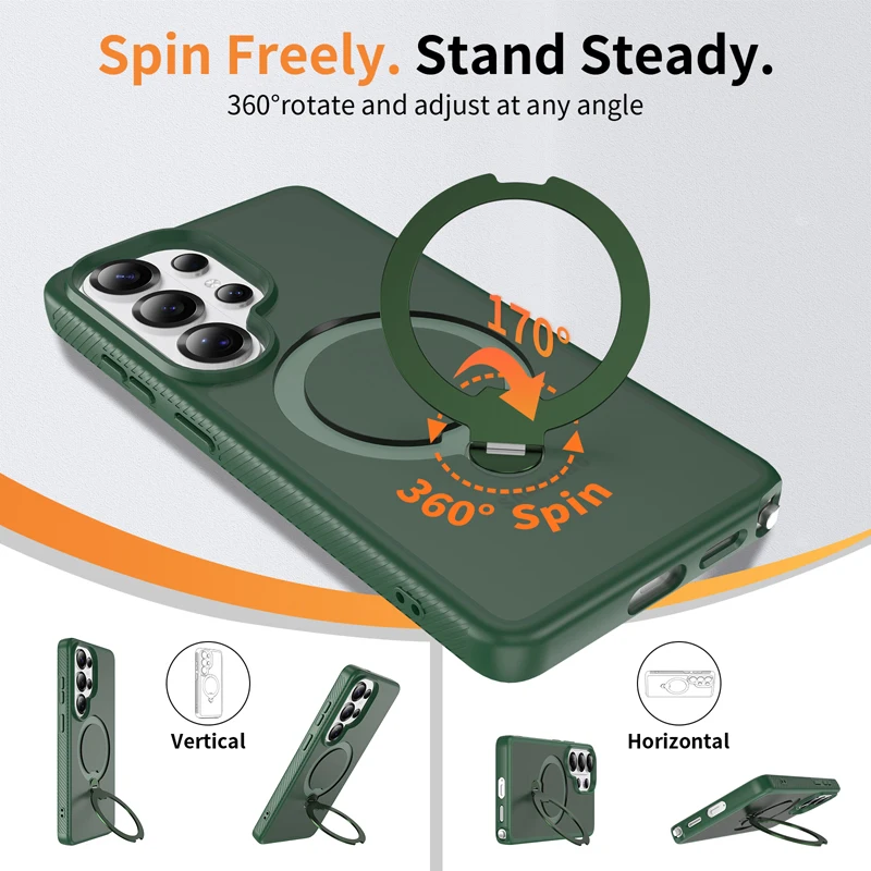 For Samsung Galaxy S26 Ultra, S26 Plus Magnetic Case ELVEV Matte Translucent Hard PC Rotating Bracket Phone Cover
For Samsung Galaxy S26 Ultra, S26 Plus Magnetic Case ELVEV Matte Translucent Hard PC Rotating Bracket Phone Cover