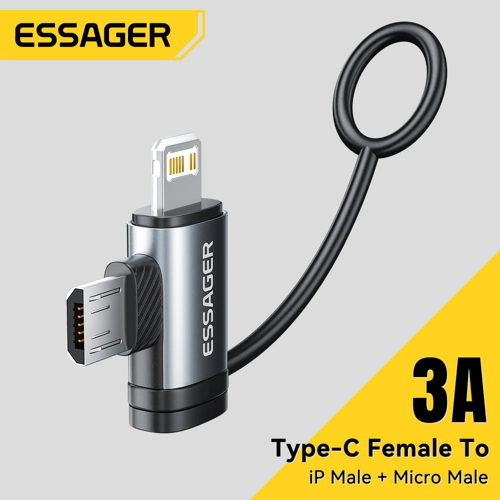 Адаптер Essager 2-в-1 Lightning/Micro USB: быстрая зарядка, разъем USB Type-C (гнездо) для iPhone 17/16/15/14/13, конвертер для iPad
Адаптер Essager 2-в-1 Lightning/Micro USB: быстрая зарядка, разъем USB Type-C (гнездо) для iPhone 17/16/15/14/13, конвертер для iPad