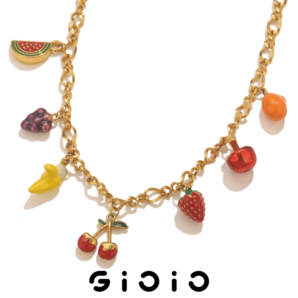 GIOIO Stainless Steel Cherry Pendant Necklaces For Women's Daily Summer Strawberry Necklace Waterproof Jewelry Accessories
GIOIO Stainless Steel Cherry Pendant Necklaces For Women's Daily Summer Strawberry Necklace Waterproof Jewelry Accessories