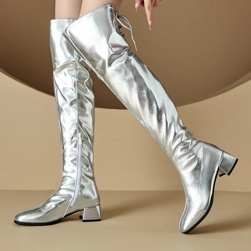 Luxury Thigh High Boots Women's Comfortable Over the Knee Boot Patent Gold Silver Long Footwear Shoes Ladies Large Size 46
Luxury Thigh High Boots Women's Comfortable Over the Knee Boot Patent Gold Silver Long Footwear Shoes Ladies Large Size 46