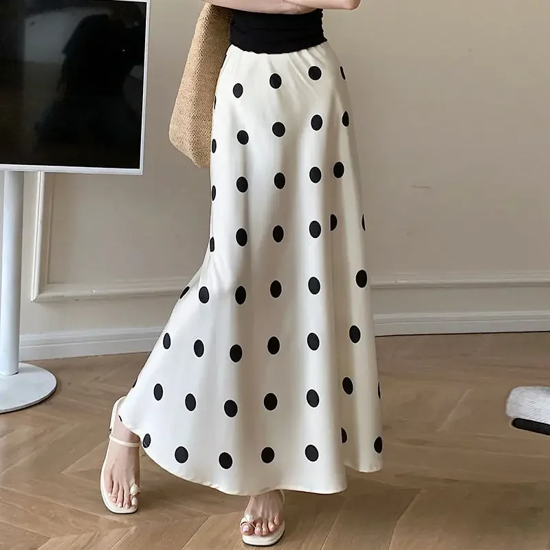 Korean Fashion Faldas Mujer Elegant Sweet A-line Retro Long Skirt Satin Skirts Women Spring Summer Polka Dot
Korean Fashion Faldas Mujer Elegant Sweet A-line Retro Long Skirt Satin Skirts Women Spring Summer Polka Dot