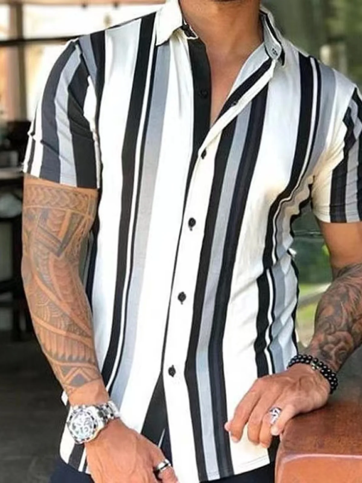 Men's Striped Lapel ort Sve irt Casual Sle Faionable Youthful Trendy Fit Autumn Wear Long Sve Regular Thin 
Men's Striped Lapel ort Sve irt Casual Sle Faionable Youthful Trendy Fit Autumn Wear Long Sve Regular Thin