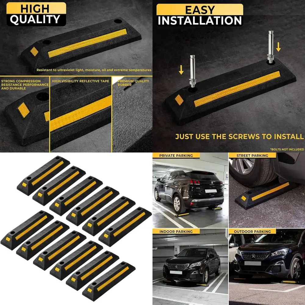 Прочные резиновые парковочные ограничители - набор из 12 штук, премиум-класса, для гаража, с отражающей желтой лентой для безопасной парковки
Прочные резиновые парковочные ограничители - набор из 12 штук, премиум-класса, для гаража, с отражающей желтой лентой для безопасной парковки