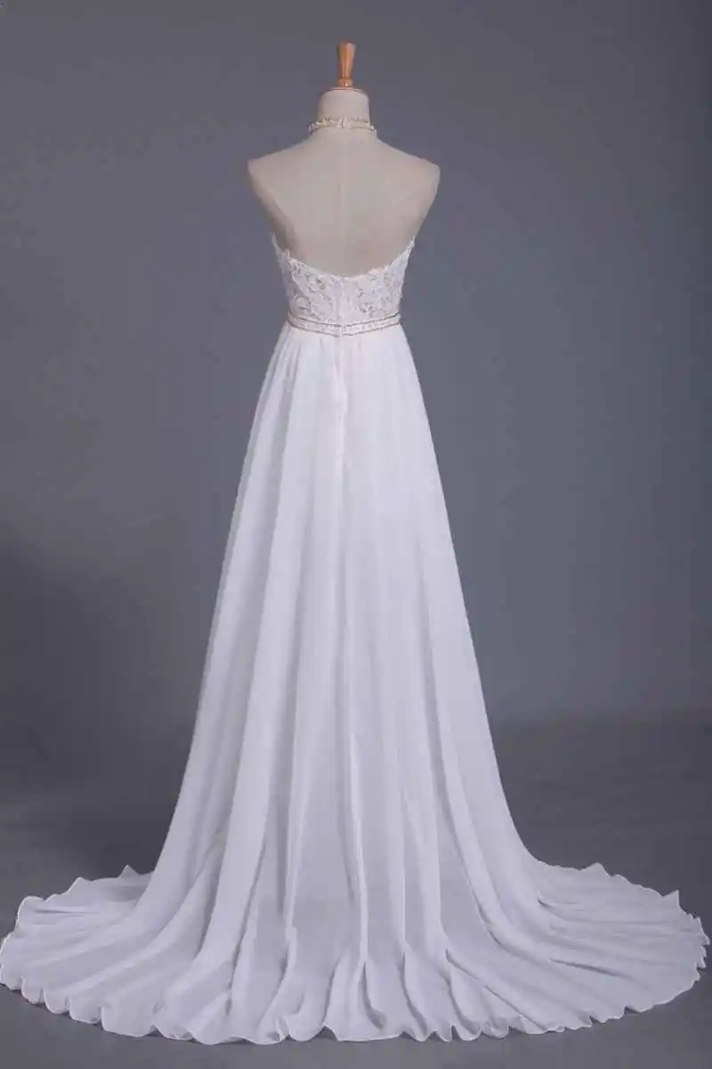 Romantic Cutout Lace Bodice Wedding Gown Halter Neck Chiffon A-Line Sweep Train Bridal Dress свадебное платье Customized
Romantic Cutout Lace Bodice Wedding Gown Halter Neck Chiffon A-Line Sweep Train Bridal Dress свадебное платье Customized